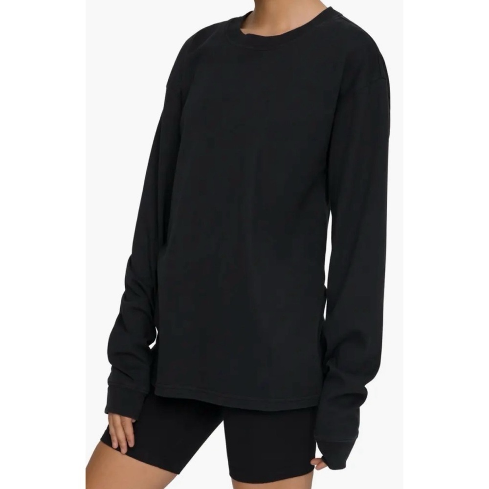 GOOD AMERICAN Black Heavyweight Crew Neck Long Sleeve Shirt